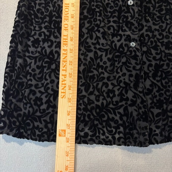 Mandee Womens Burn out Velvet Long Sleeve Black Silk Blouse sz Small whimsigoth - Picture 6 of 10